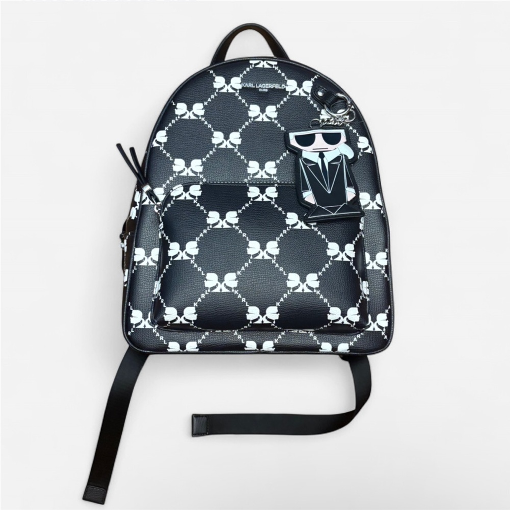 Karl Lagerfeld Monochrome Skull Pattern Backpack
